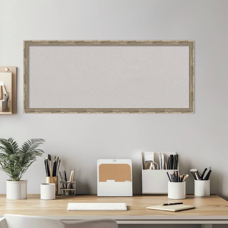 Mila Dark Silver Wood Framed Cork Board - Bulletin Board, Organization Board, Pin Board