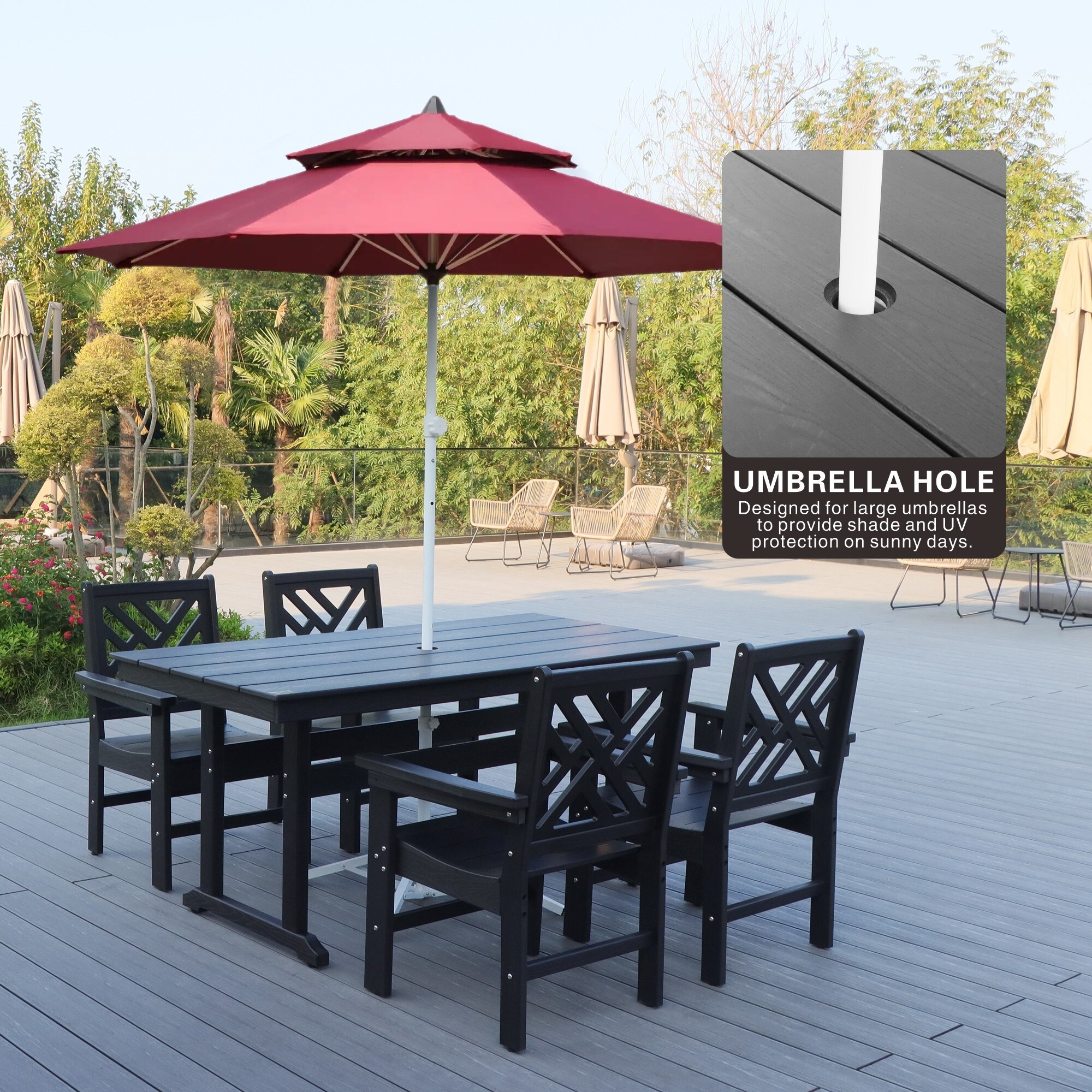 cheap patio sets with umbrella wish 15 FT Large 36 Solar LED Light, Double Sided Recta it can easily meet the needs of multiple people to shade at the same time PHI VILLA Patio Furniture Set