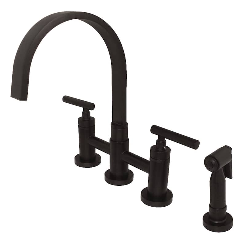 Kingston Brass Manhattan Bridge Kitchen Faucet with Brass Spray - Oil Rubbed Bronze