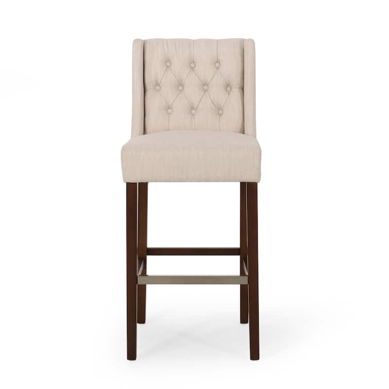 Modern Minimalist Bar Stool with Metal Legs, 30" Beige Commercial-Grade High Density Fabric Seat