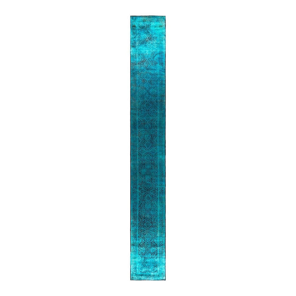 Contemporary Overdyed Wool Hand Knotted Runner - 2' 7" x 19' 10"