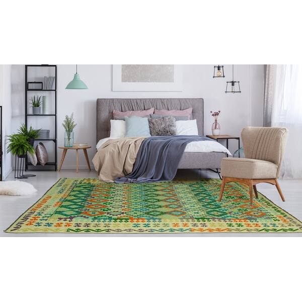 8'3 x 10'0 Noori Rug Hand-Woven Sangat Kilim Sabirah Ivory/Blue Rug 8'3 x 10'0 Noori Rug Hand-Woven Sangat Kilim Sabirah Ivory/Blue Rug