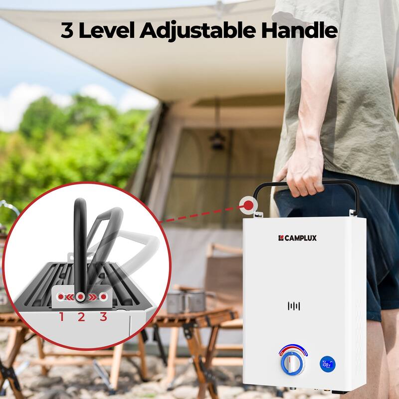 CAMPLUX First Series 2.64GPM 68,000 BTU Portable Outdoor Propane Tankless Water Heater with 3.3 GPM Water Pump Kits