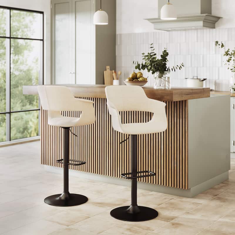 Lumisource Barstool with Swivel in Black and Charcoal, Set of 2 - 19"Lx23.5"Wx39-47.5"H