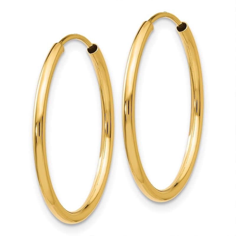 Curata 14k Yellow Gold Polished Round Endless Hoop Earrings - 21x21mm