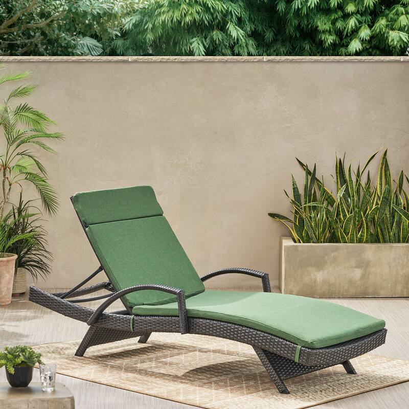 Salem Outdoor Chaise Lounge Cushion by Christopher Knight Home - Jungle Green