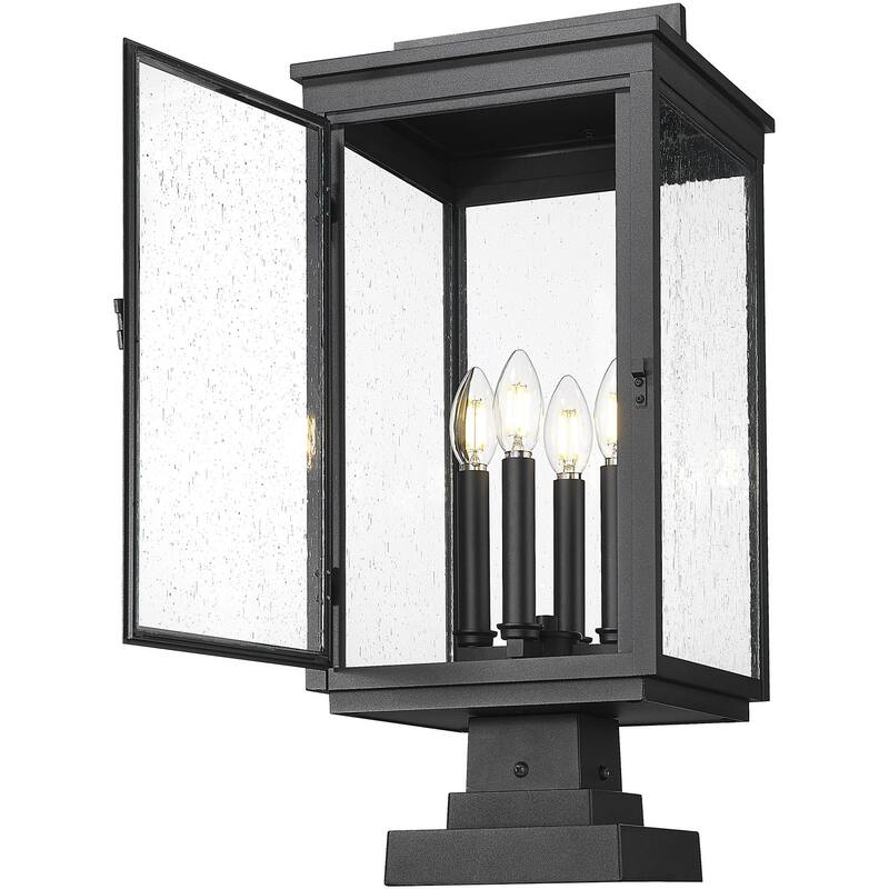 Z-Lite 5019PHBS-SQPM Hartwell 4 Light 24" Tall Post Light with Seedy