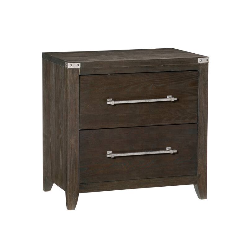 1pc 2 Drawers Nightstand Mottled Bar Pulls Modern Transitional Bedroom Furniture