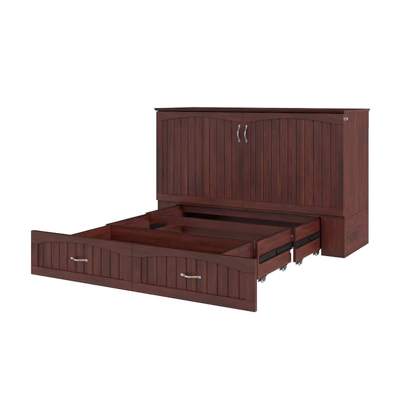 Murphy Bed Chest Full - Memory Foam Mattress, Charging Station & Storage - Space Saving Furniture