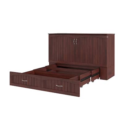 Murphy Bed Chest Full - Memory Foam Mattress, Charging Station & Storage - Space Saving Furniture