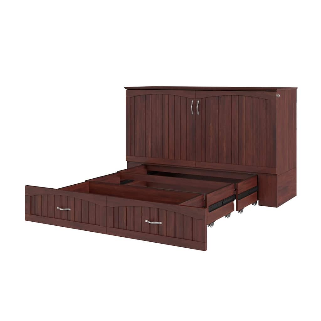 Murphy Bed Chest Full - Memory Foam Mattress, Charging Station & Storage - Space Saving Furniture