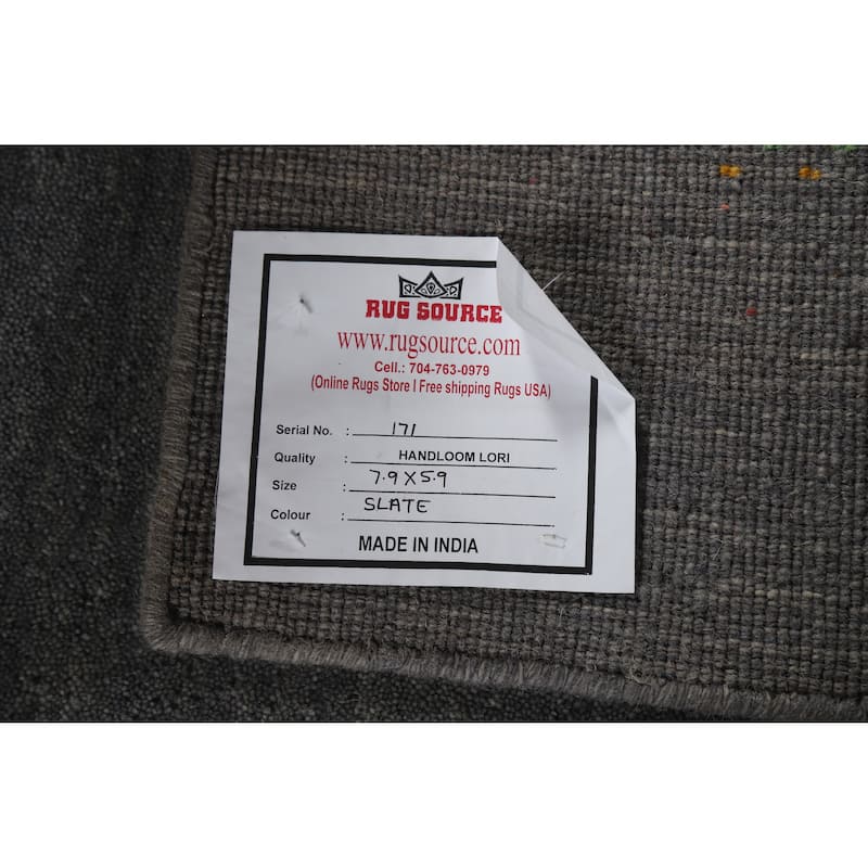 Hand Knotted Oriental 100% Wool Carpet Tribal Animal Pictorial Greys & Charcoal Gabbeh Area Rug - 7' 9'' X 5' 9''