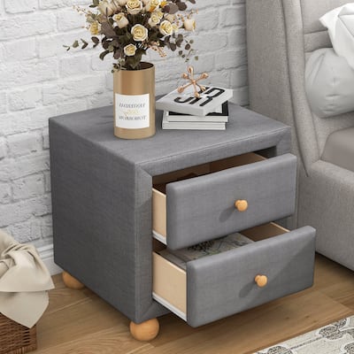 Upholstered Storage Nightstand with 2 Drawers