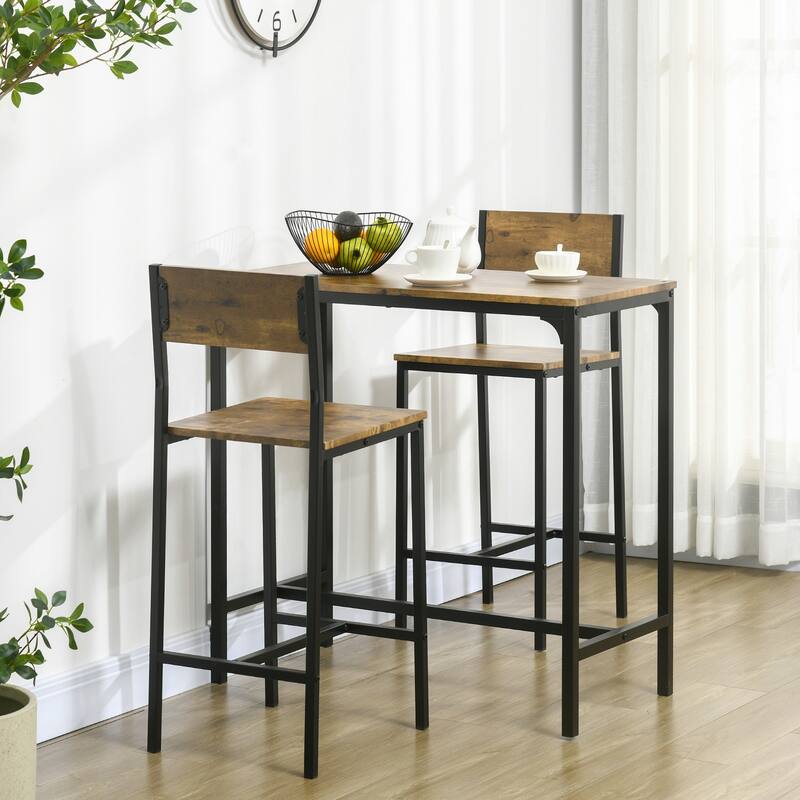 Modern Style 3-Piece Dining Set with Rectangular Counter Height Table and 2 Open Back Dining Chairs