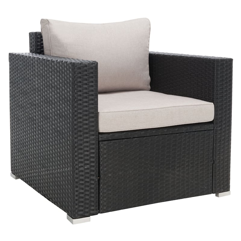 SAFAVIEH Outdoor Patio Furniture Natalee Wicker 4-Piece Conversation Set - 50W x 27D x 28H