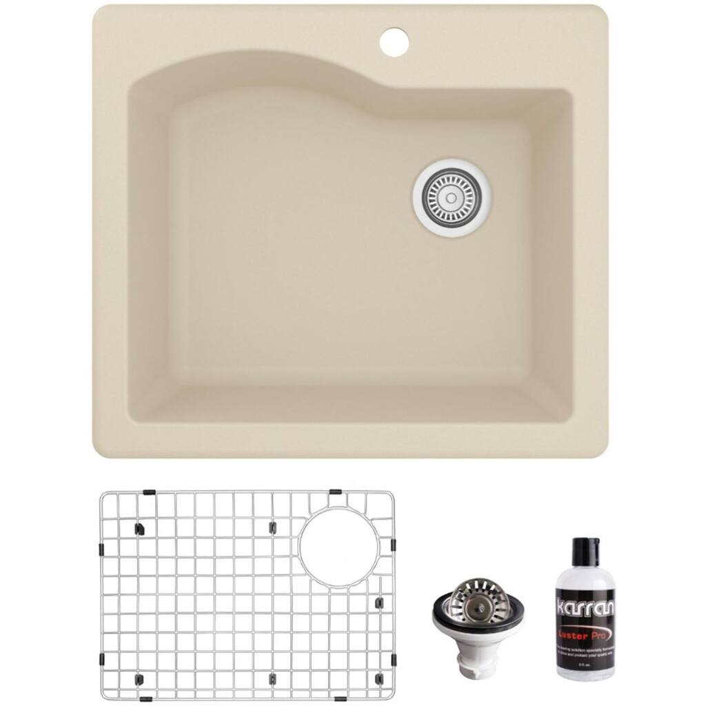 Karran USA QT-671-PK1 Quartz QT 25" Drop In Single Basin Quartz