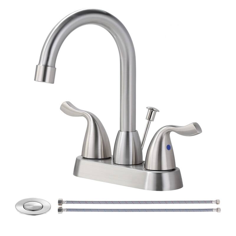 WOWOW 4 Inch Centerset Bathroom Faucet - Brushed Nickel
