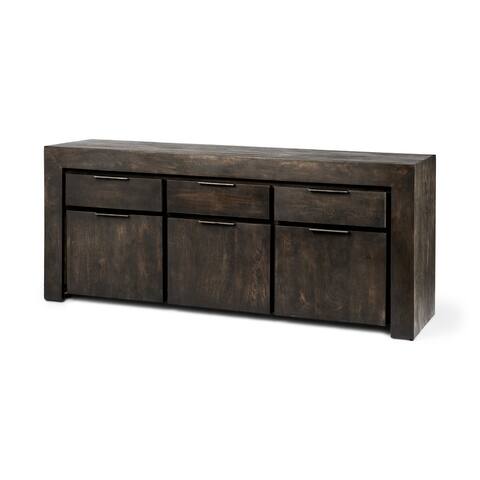 Metzinger Dark Brown Solid Wood 3 Drawer & 3 Cabinet Sideboard - 72"W x 18"D x 30"H