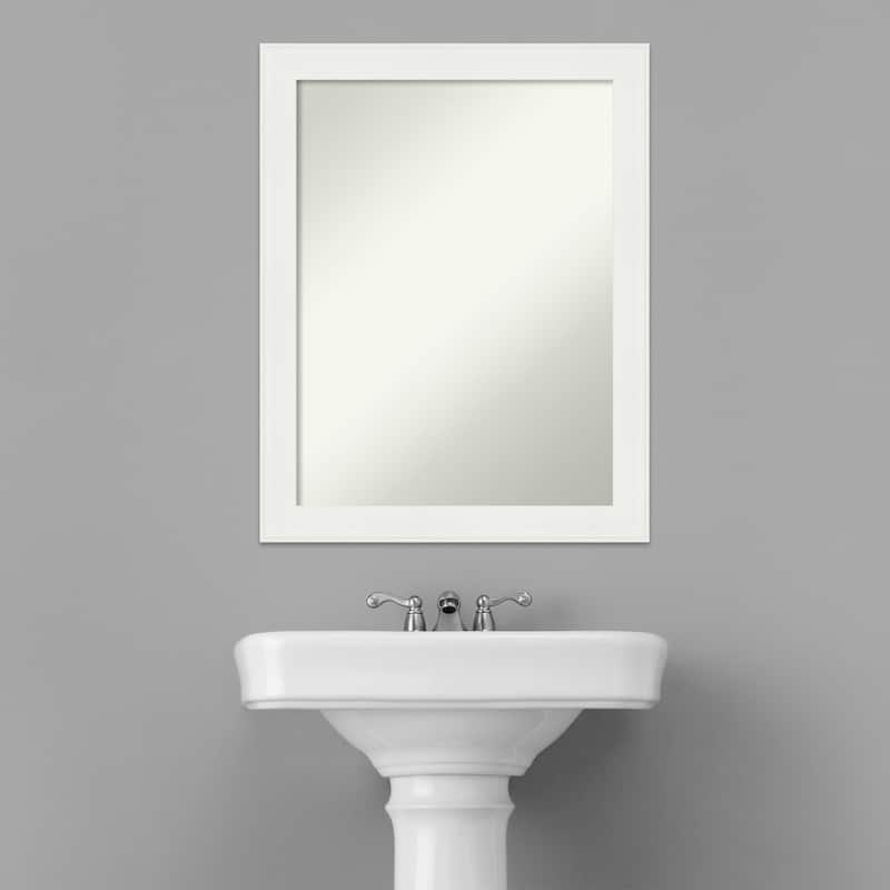 Non-Beveled Bathroom Wall Mirror - Vanity White Narrow Frame