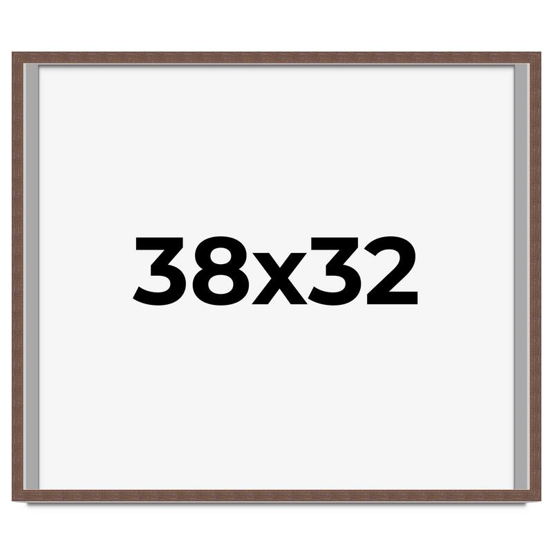 38x32 Shadow Box Frame Brown | 1.125 inches Deep Real Wood Rustic