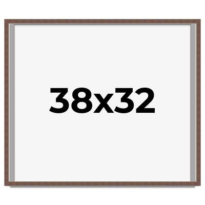 38x32 Shadow Box Frame Brown | 1.125 inches Deep Real Wood Rustic