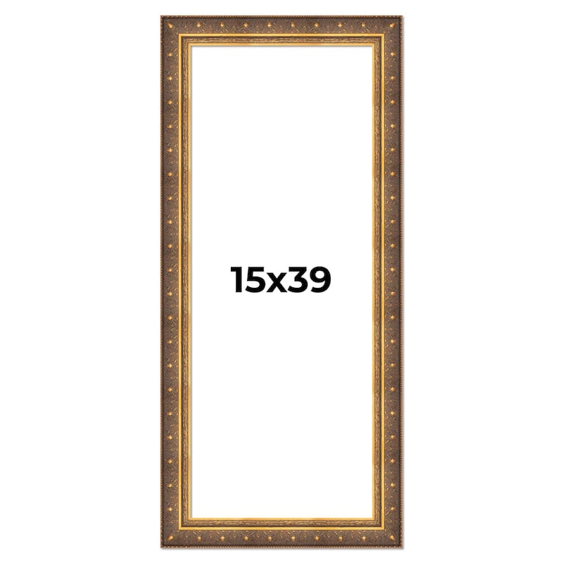 15x39 Frame Vintage Gold Solid Wood Picture Frame | 2.5 Inch Moulding