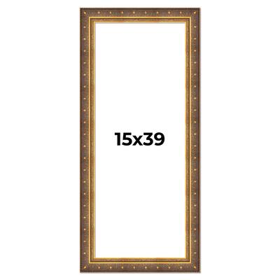 15x39 Frame Vintage Gold Solid Wood Picture Frame | 2.5 Inch Moulding