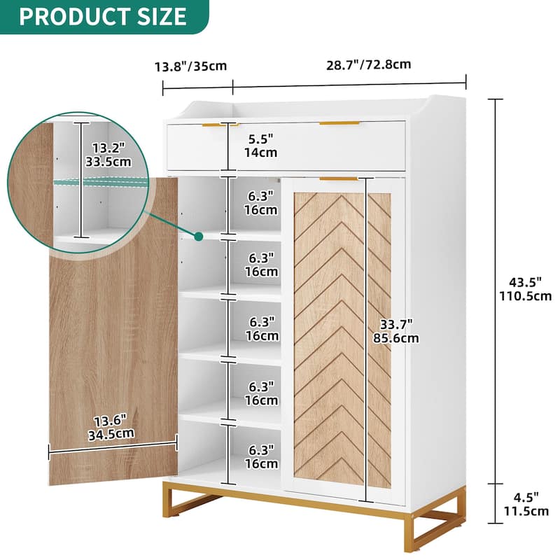 Moasis 18 Pair Shoe Storage Cabinet for Entryway Shoe Rack Organizer