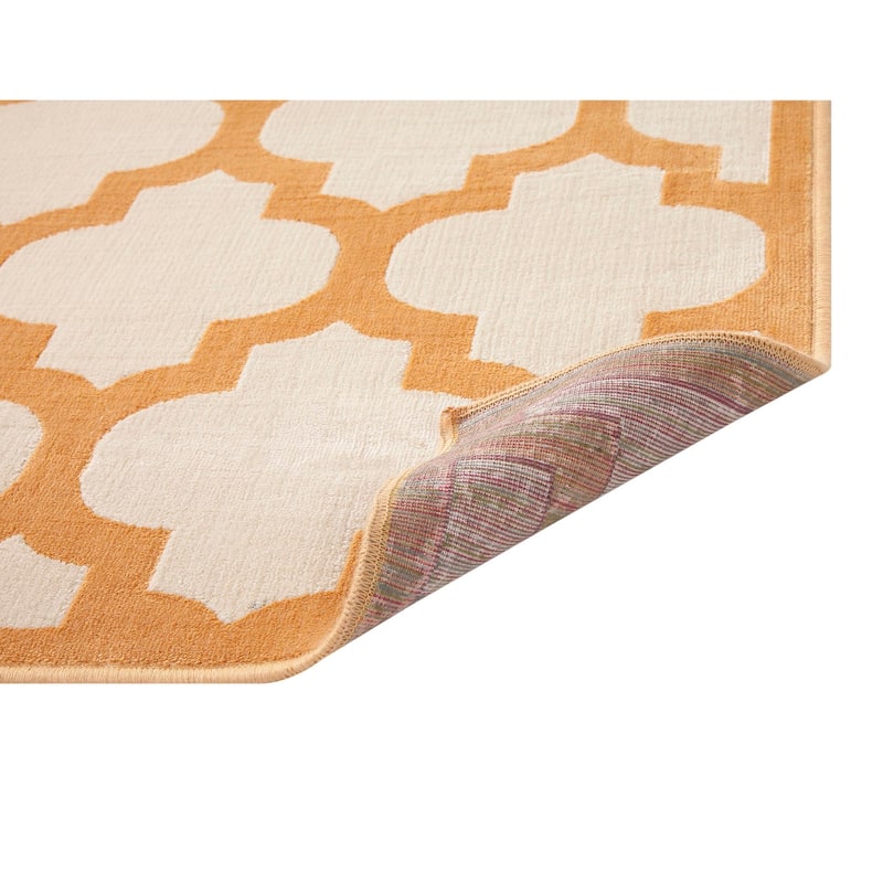 Trellis Area Rug 8x10,Tangerine/Ivory - 9'3" x 12'3"