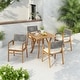 preview thumbnail 2 of 23, Captef Outdoor 5-piece acacia wood Dining Set by Christopher Knight Home Grey Rope Chair+Teak Finish Table