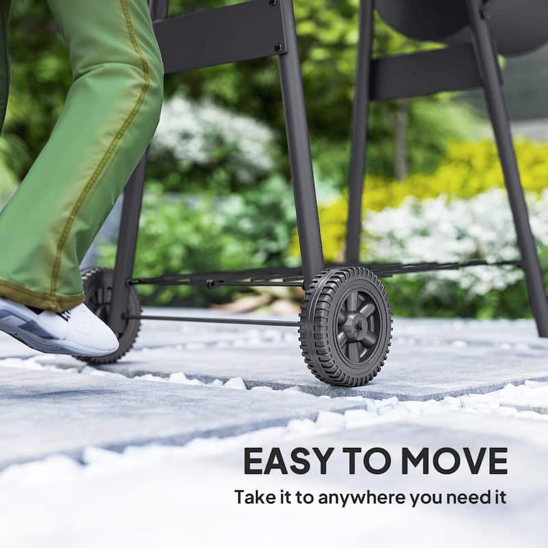 Outsunny Steel Portable Backyard Charcoal BBQ Grill and Offset Smoker - N/A