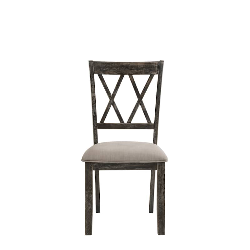 Claudia II Beige Fabric & Weathered Gray Finish Side Chair (Set of 2)