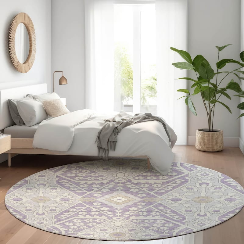 Machine Washable Indoor/ Outdoor Chantille Traditional Medallion Rug