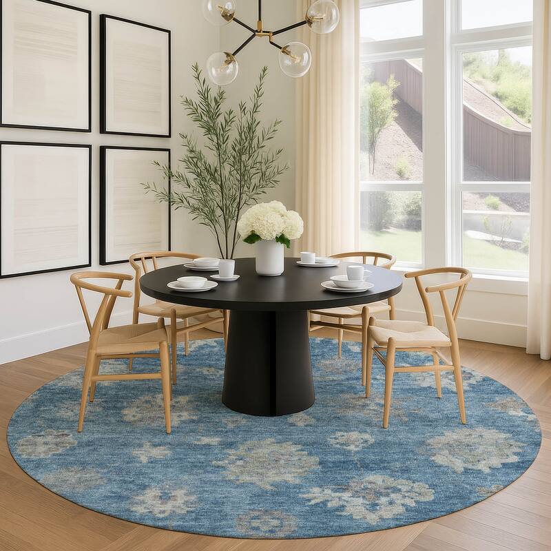 Machine Washable Indoor/ Outdoor Casual Traditional Chantille Rug