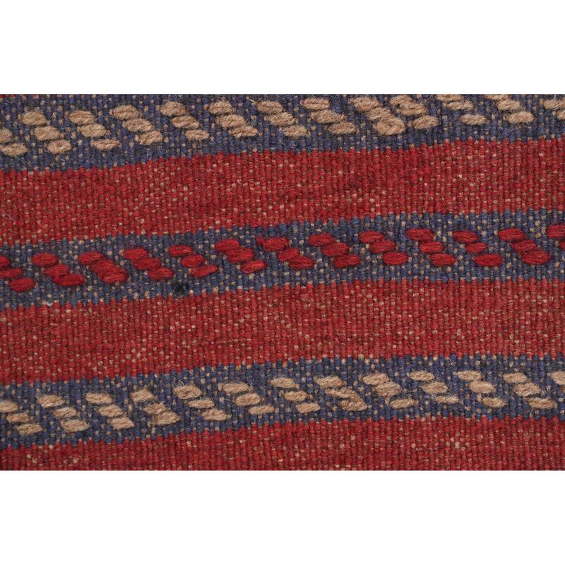 Hand Knotted Oriental 100% Wool Carpet Traditional Tribal Red Balouch Runner Rug - 7' 10'' X 2' 0''