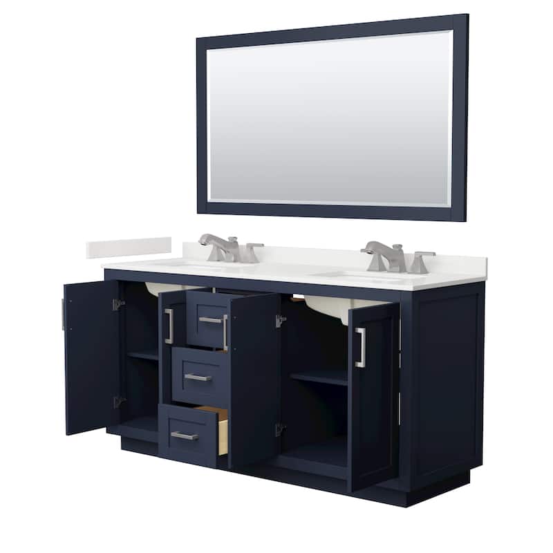 Miranda 66-inch Double Vanity, Quartz Top, 58-inch Mirror