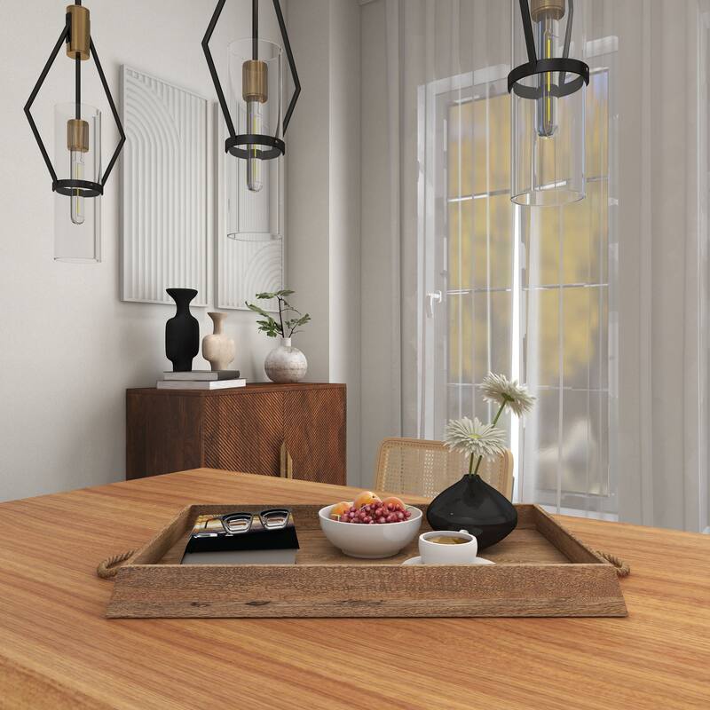 Caydence Rectangle Wood Trays, Set of 2 - 24.5" x 17" x 2.5"