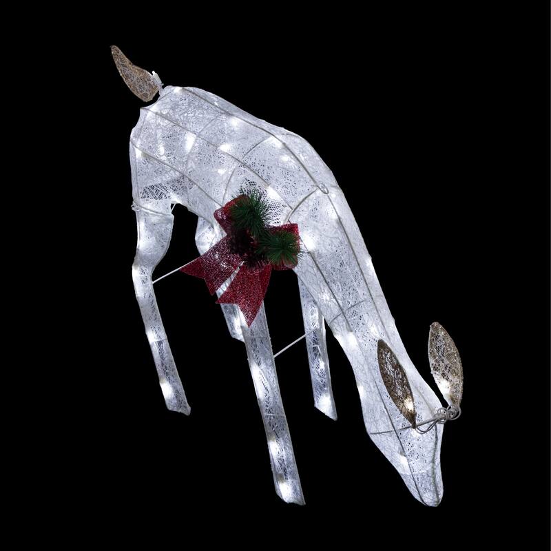 Alpine Corporation Mesh Holiday Reindeer Lawn Decoration with Cool White Lights