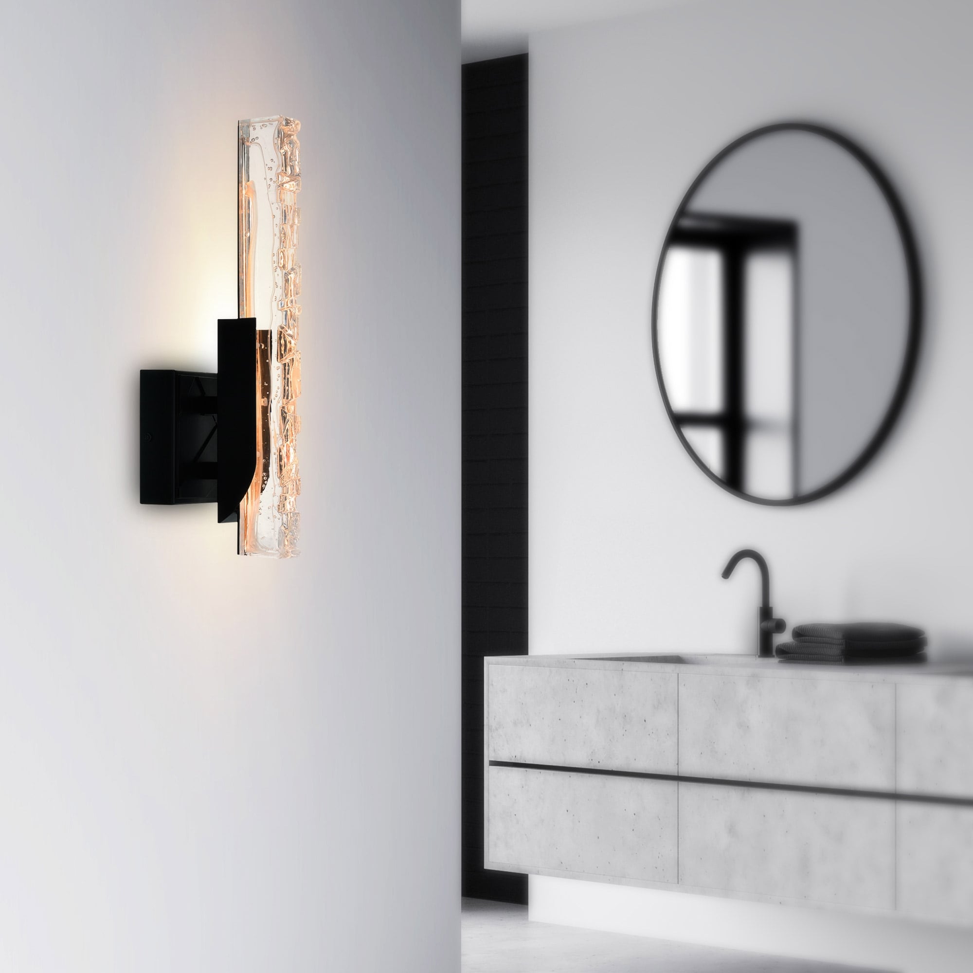 CWI Lighting Valira Integrated LED Black Wall Light with Handcrafted Glass