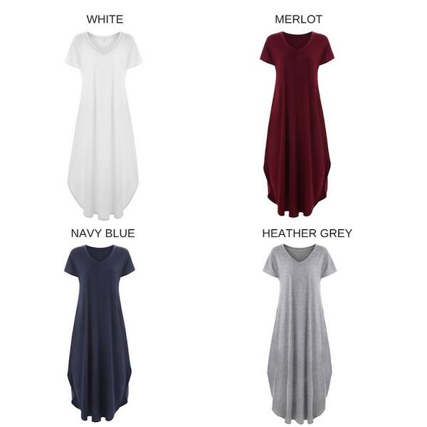 Shop V Neck Split Hem Pocketed Maxi Dress Overstock 22162218