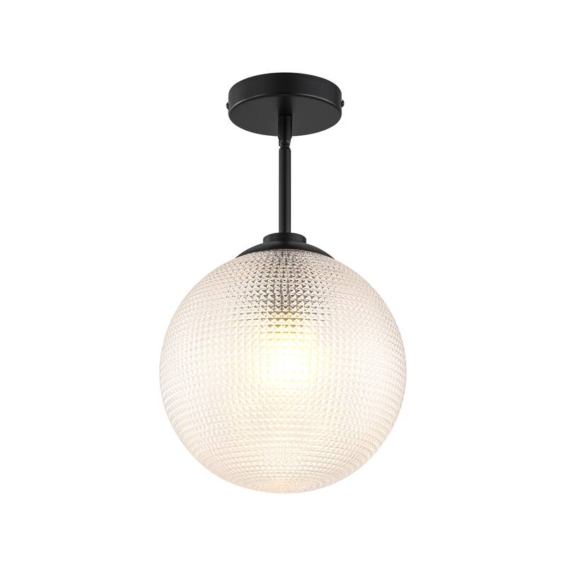 1-Light Modern Black/Gold Grid Textured Glass Pendant Kitchen Island Lights