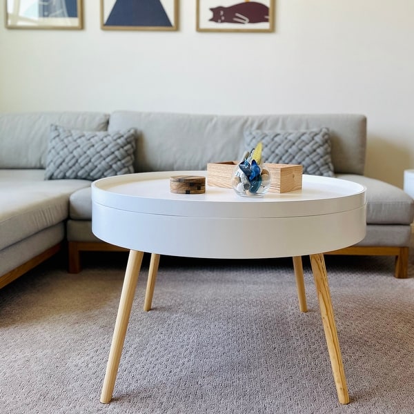 Modern Round Coffee Table With Storage / 51 Coffee Tables With Storage To Stylishly Stash Your Clutter - Midcentury lines mix with industrial details to create this modern and mobile coffee table.