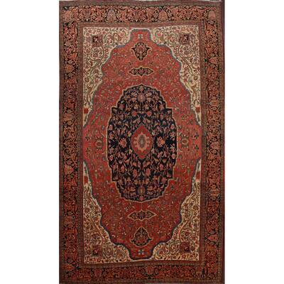 Pre-1900 Vegetable Dye Sarouk Farahan Persian Area Rug Wool Handmade - 8'10" x 12'2"