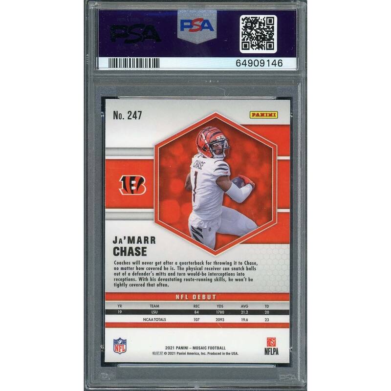 Ja'Marr Chase 2021 Panini Mosaic Football Rookie Card RC #247 Graded PSA 10 - 8'6" x 11'6"