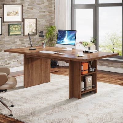 63-in Computer Desk, Large Office Executive Desk with Storage