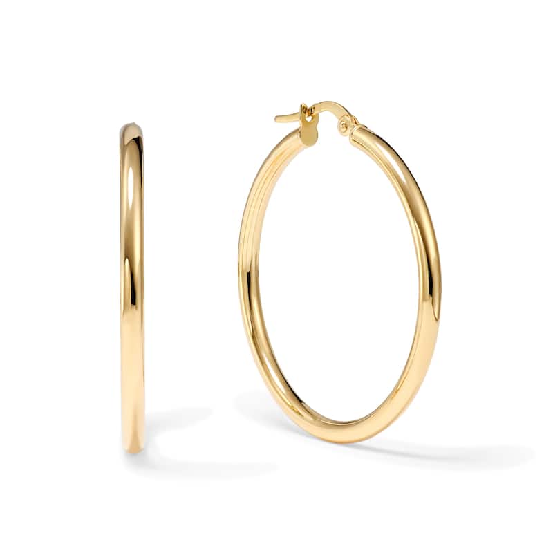 Clover 14k Yellow Gold Skinny High-Polish Round Hoop Earrings 2.5mm