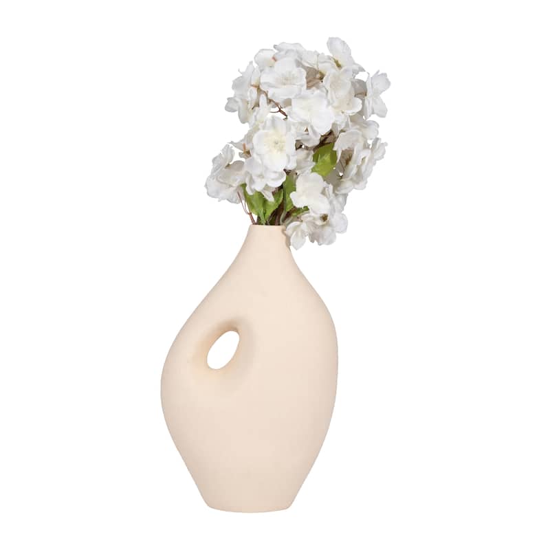 Sagebrook Home Ceramic 12" Nomadic Handle Vase, Novelty, 12"H, Solid