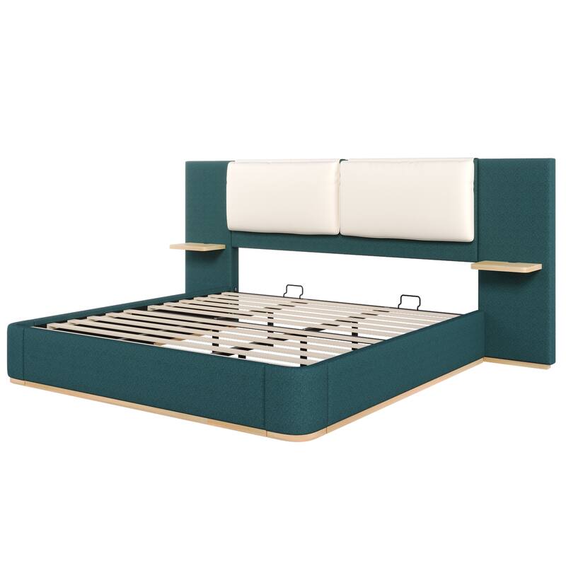 Upholstered Platform Bed with Panel, Soft Rounded Corners
