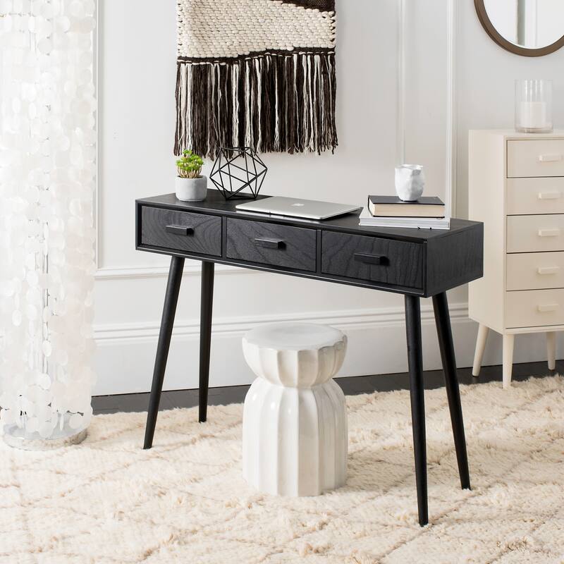 SAFAVIEH Hennie 3-Drawer Console Table - 41.8" x 14.3" x 32" - 42"W x 14"D x 32"H - Black