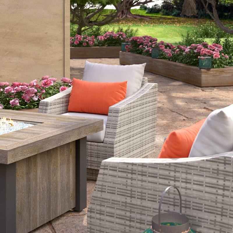 Cannes 5 Piece Sunbrella Outdoor Patio Fire Chat Set